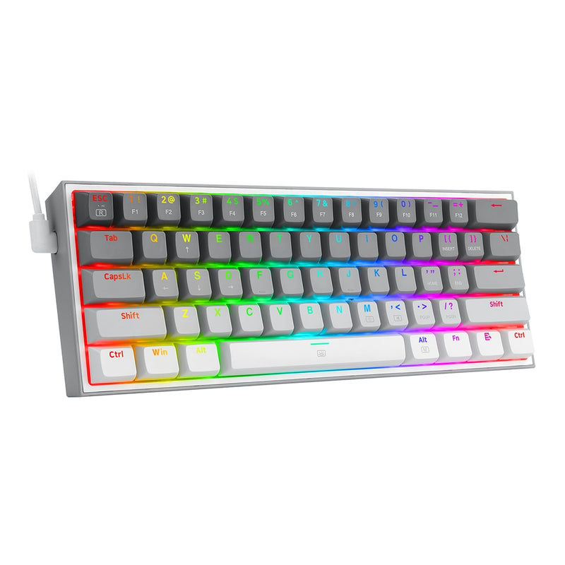 Teclado Mecânico Redragon Fizz Rgb Branco/cinza K617 Us Red