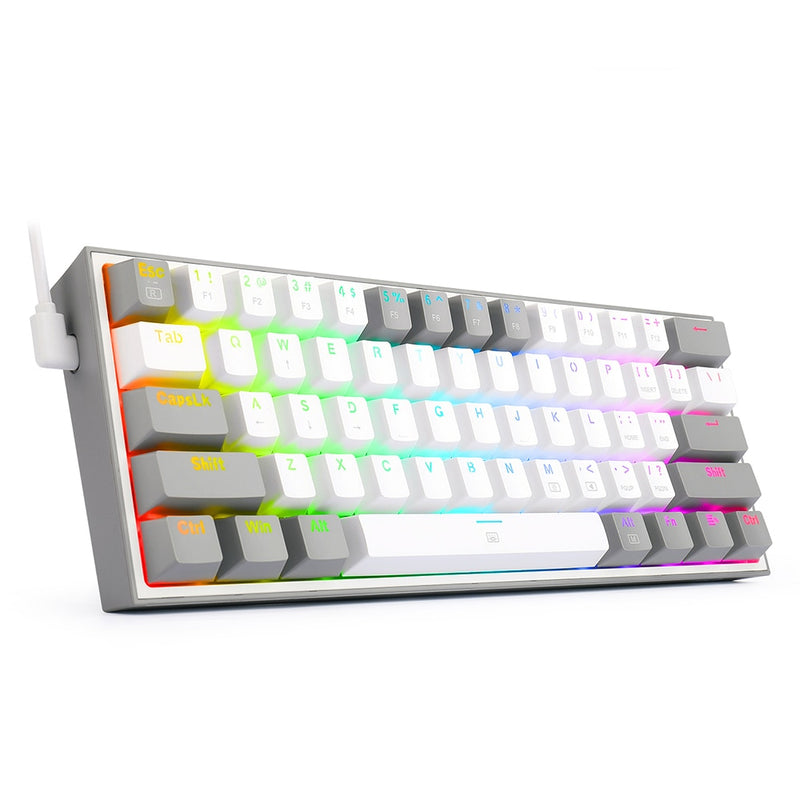 Teclado Mecânico Redragon Fizz Rgb Branco/cinza K617 Us Red